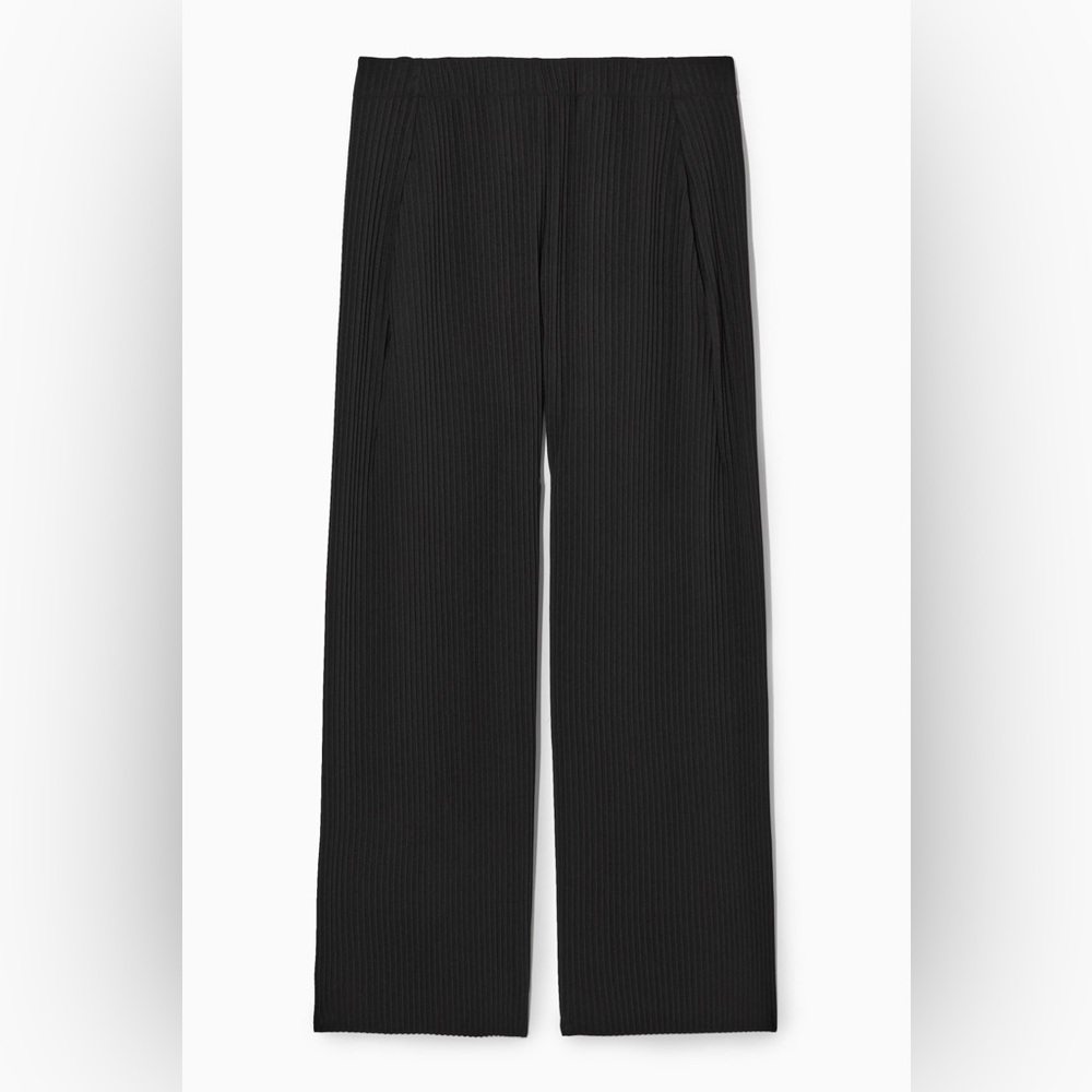 COS Black Ribbed Wide-Leg Knit Pants